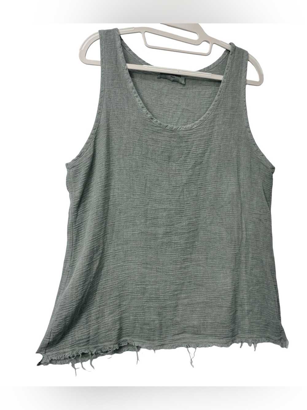 Nina Kendosa Paris Cotton Linen Gauze Mesh Cotton Sleeveless Top Sage Green Sz M - Picture 2 of 6